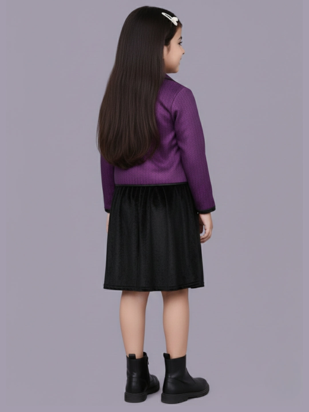Glam up Girls Party Violet Jacket and Velvet Skirt
