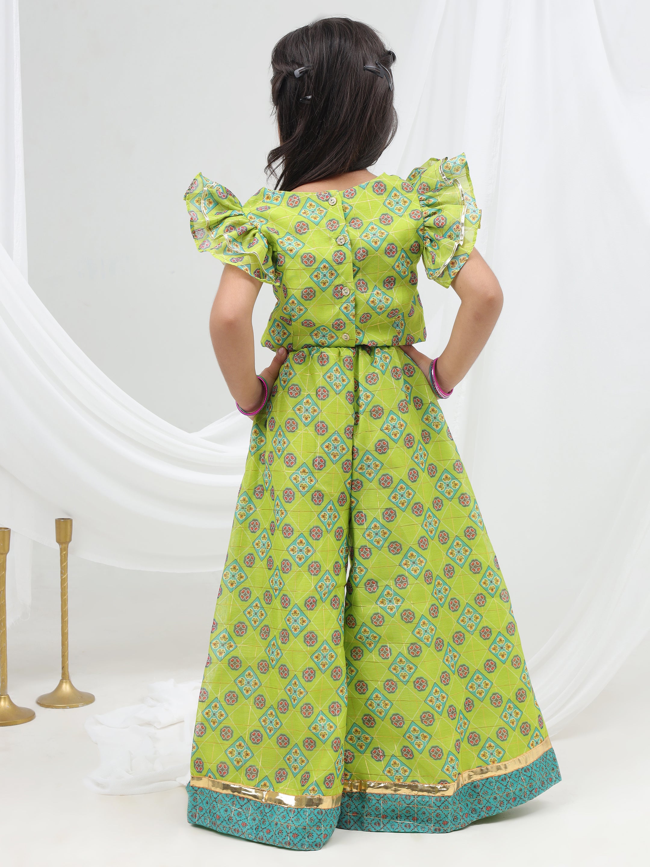 Raangoli Crop Top with Palazzo Girls Co-ordinate set