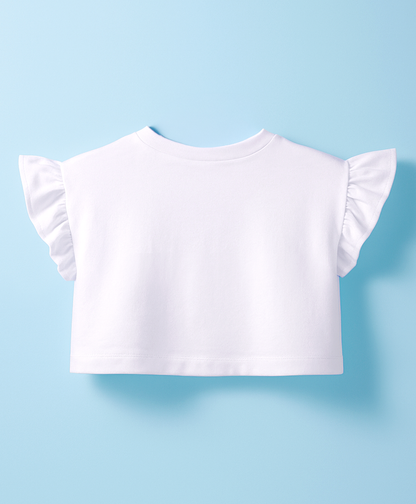 Paris Night White T-shirt with Pink Skirt Set For Girls