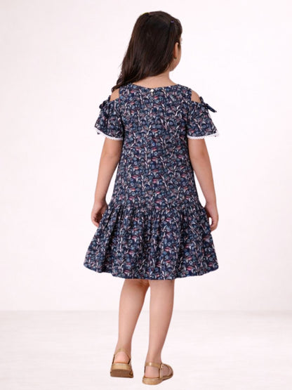 Petal Play Girls Navy Blue Dress