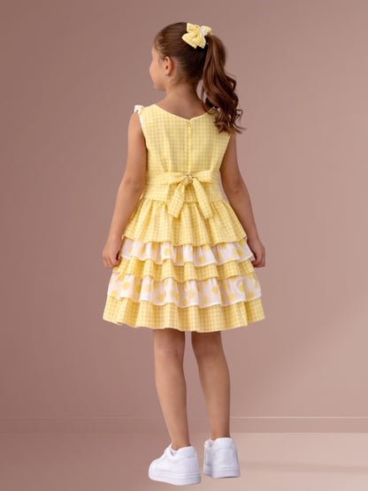 Citrus Crush Girls Yellow Cotton Top and Skirt