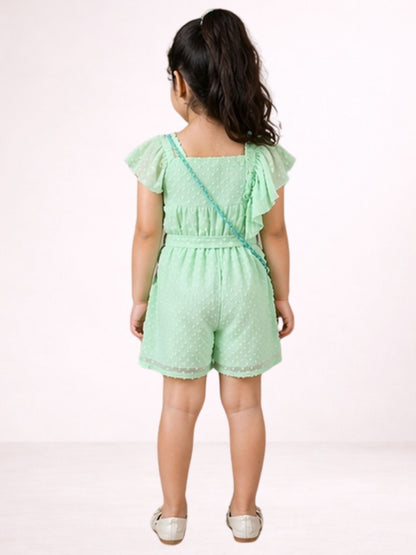 Petal Play Girls Green Cotton Dress