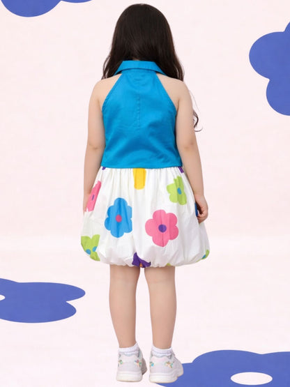 Petal Play Girls Floral Blue Co-Ordinate Set