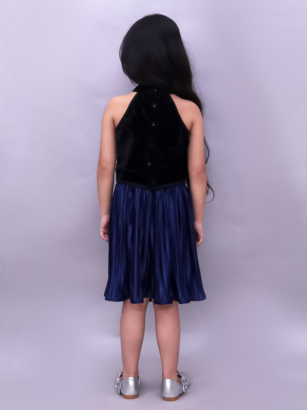Glam Up Girls Party Navy Blue Top And Skirt