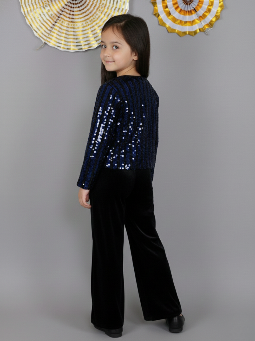 Razzle Dazzle Girls Navy Blue Jacket Bustier and Pant