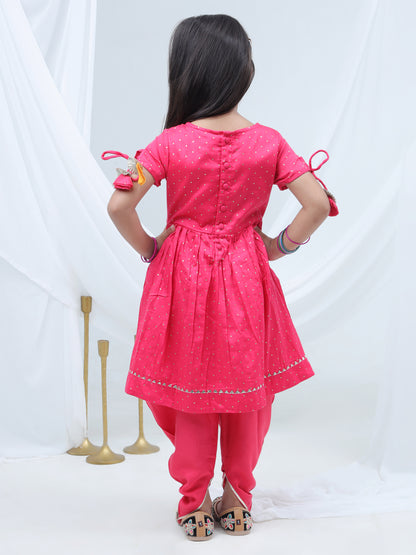 Girls polka printed kurta with dhoti set
