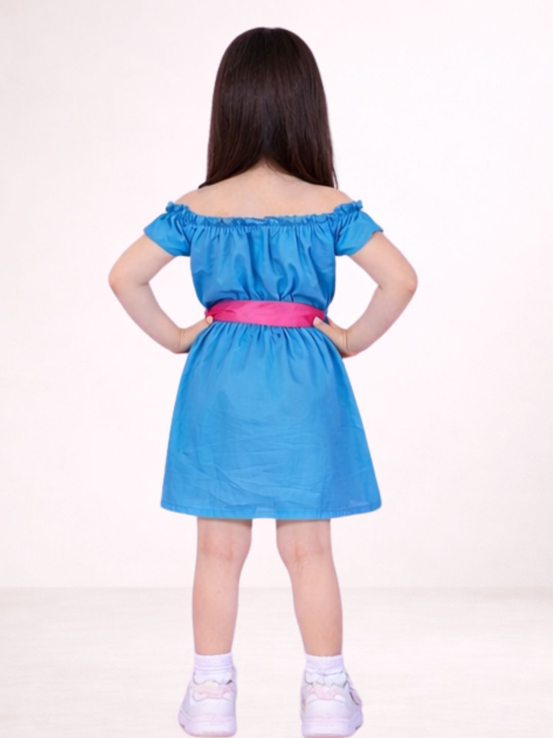 Petal Play Girls Cotton Blue Dress