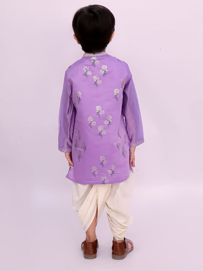 Mishti Purple Kurta Dhoti Set For Boys