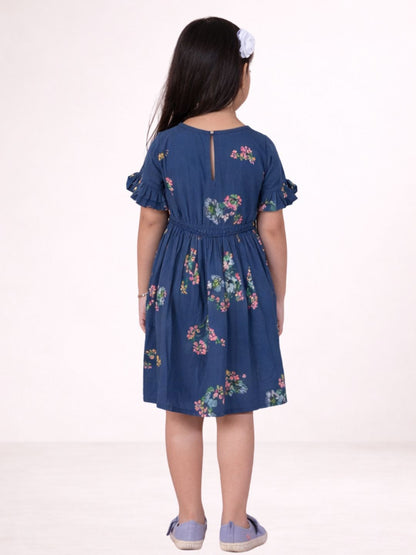 Petal Play Girls Blue Cotton Dress
