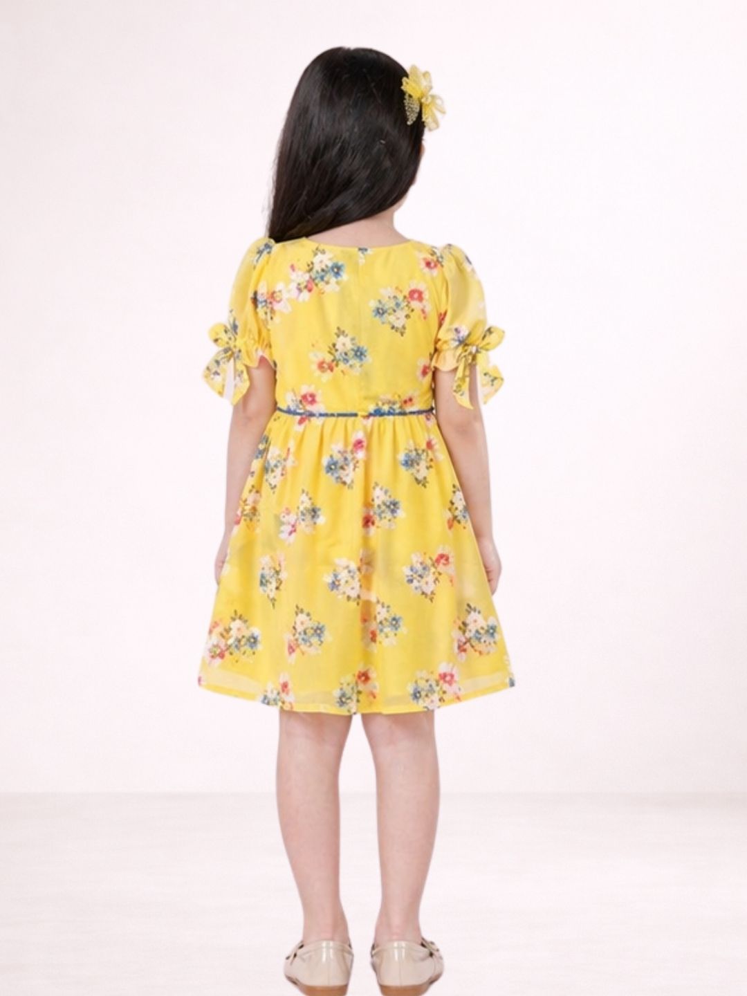 Petal Play Girls Yellow Cotton Dress