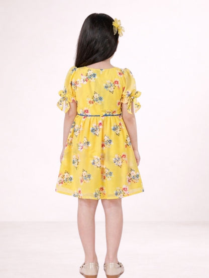 Petal Play Girls Yellow Cotton Dress