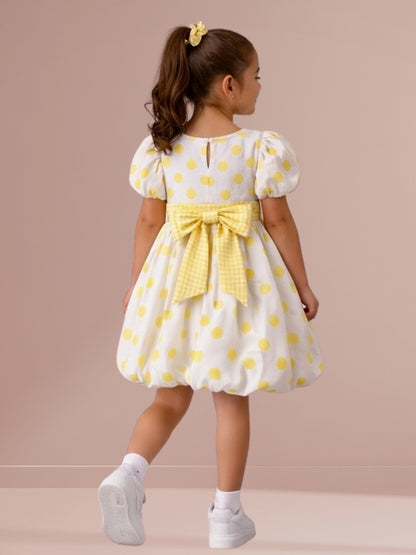 Citrus Crush Girls Yellow Cotton Dress