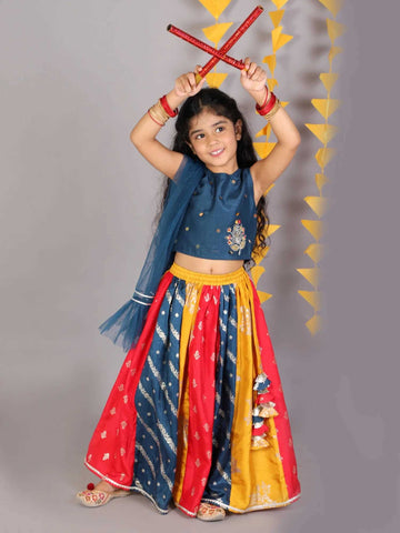 Girls jamavar choli with multicolor ghaghra & dupatta set