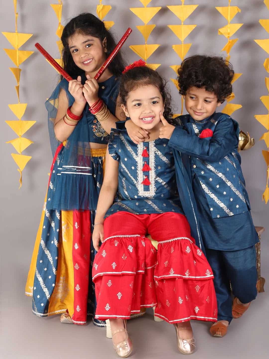 Girls jamavar choli with multicolor ghaghra &amp; dupatta set