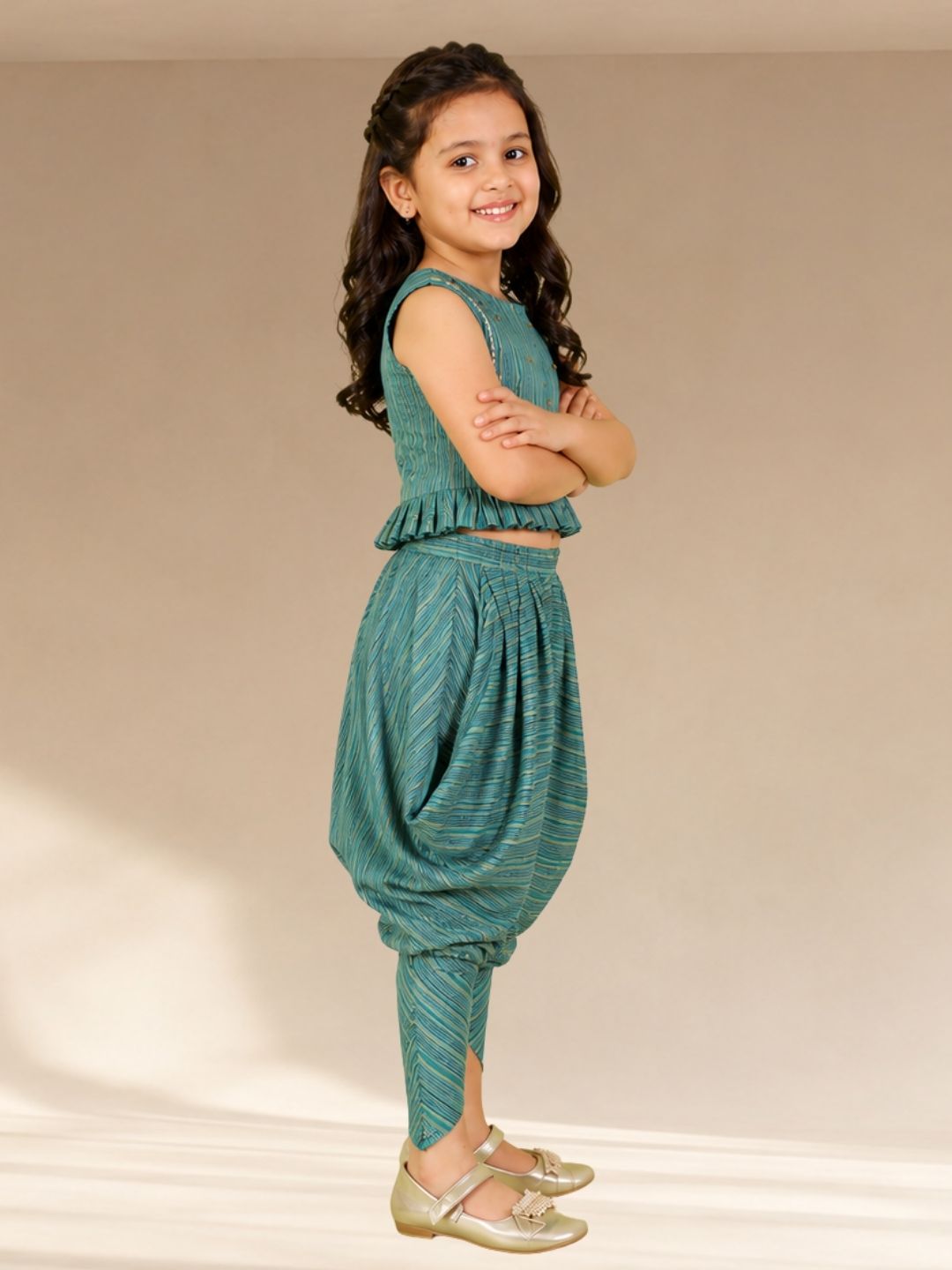 Lil Drama Girls Top with Dhoti set