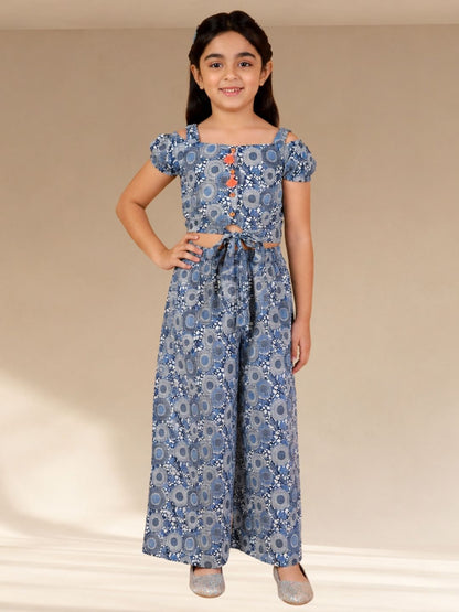 Lil Drama Girls printed top with pants set