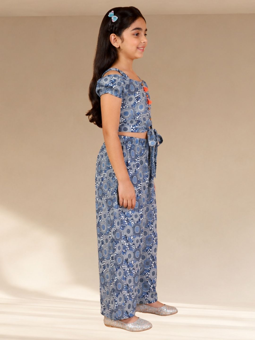 Lil Drama Girls printed top with pants set
