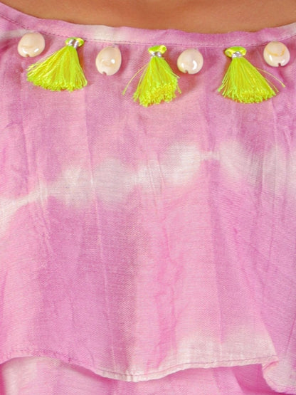 Shibori Girls Lavender Crop Top with Palazzo Co-ordinate set
