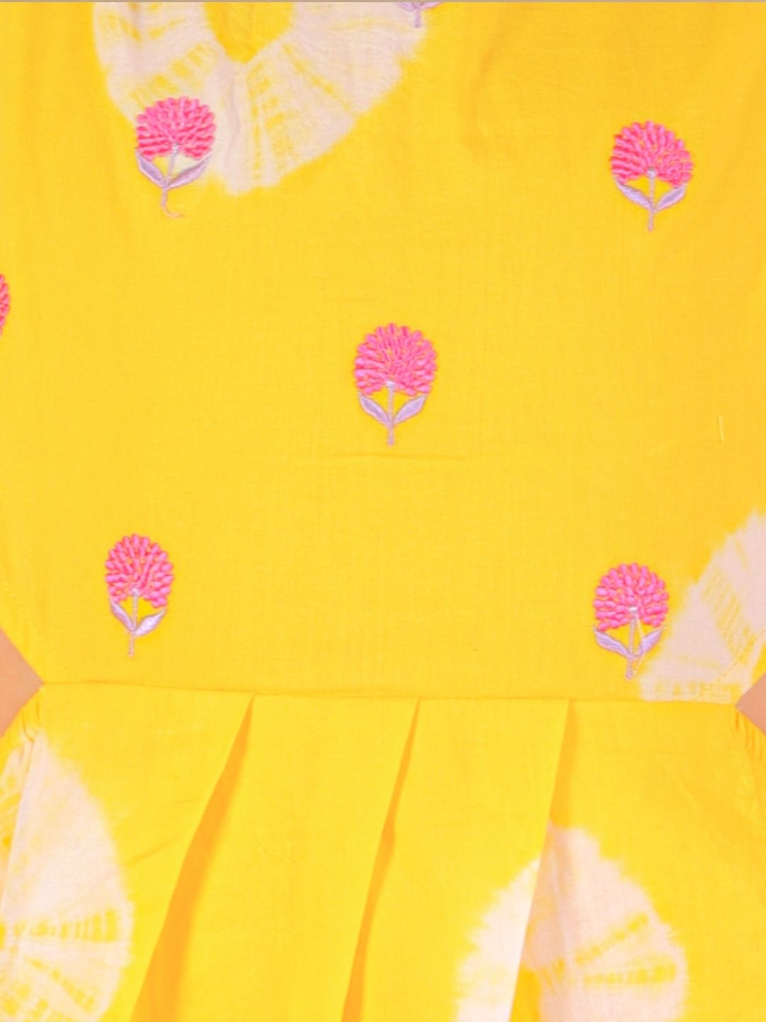 Shibori Girls Yellow Embroidered Dress