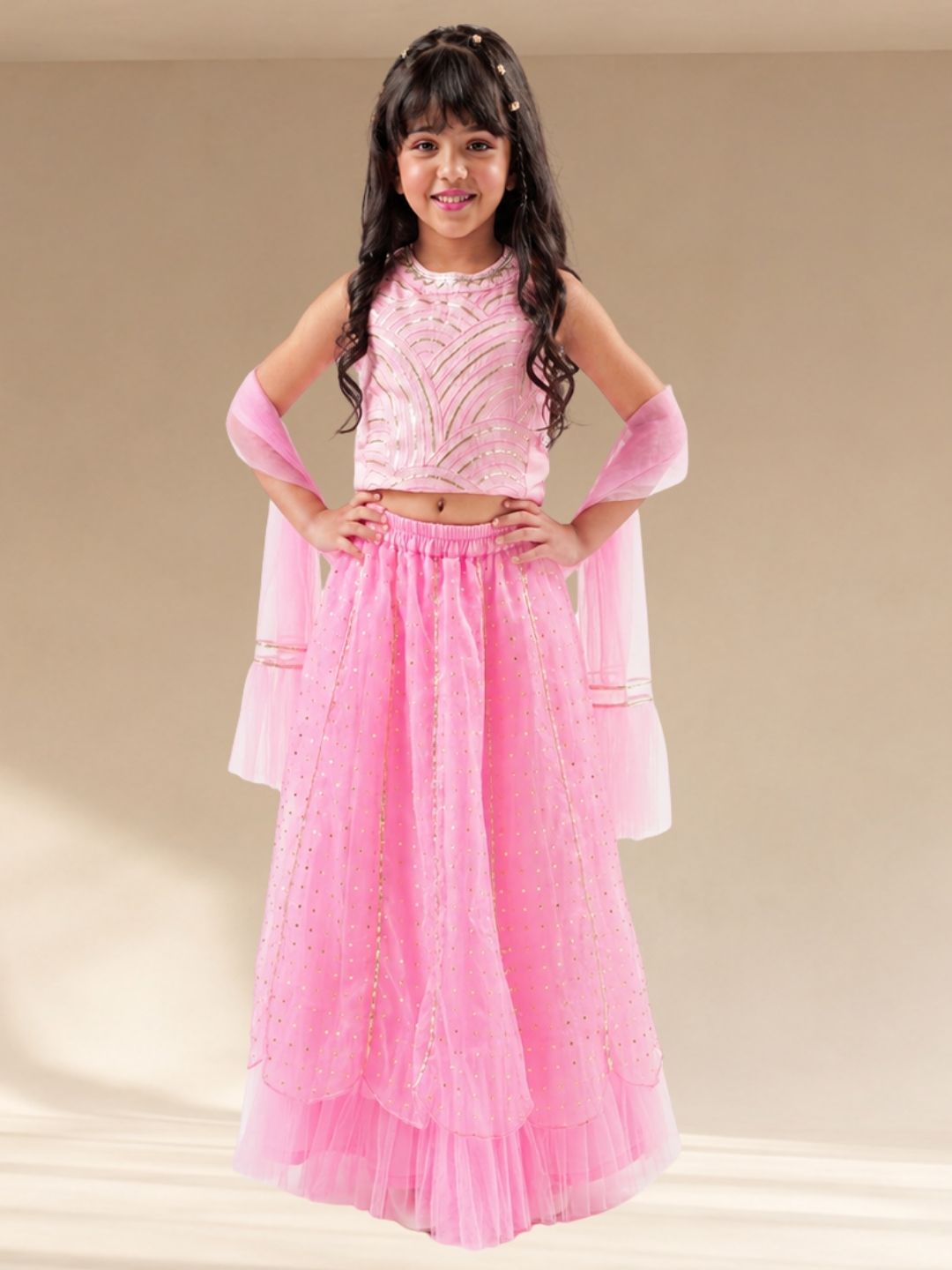 Bollywood Tadka Pink Ghagra Choli Dupatta set for Girls