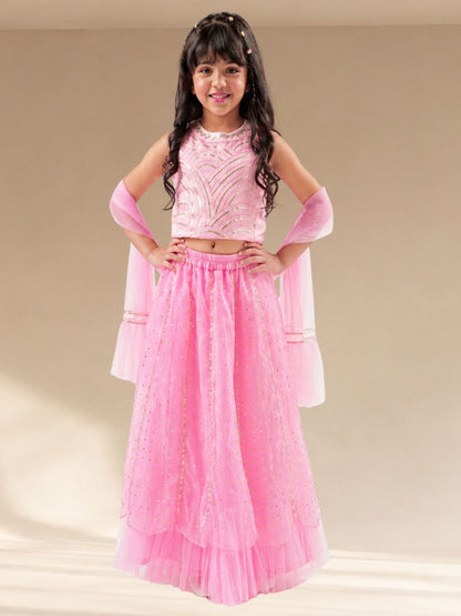Bollywood Tadka Pink Ghagra Choli Dupatta set for Girls