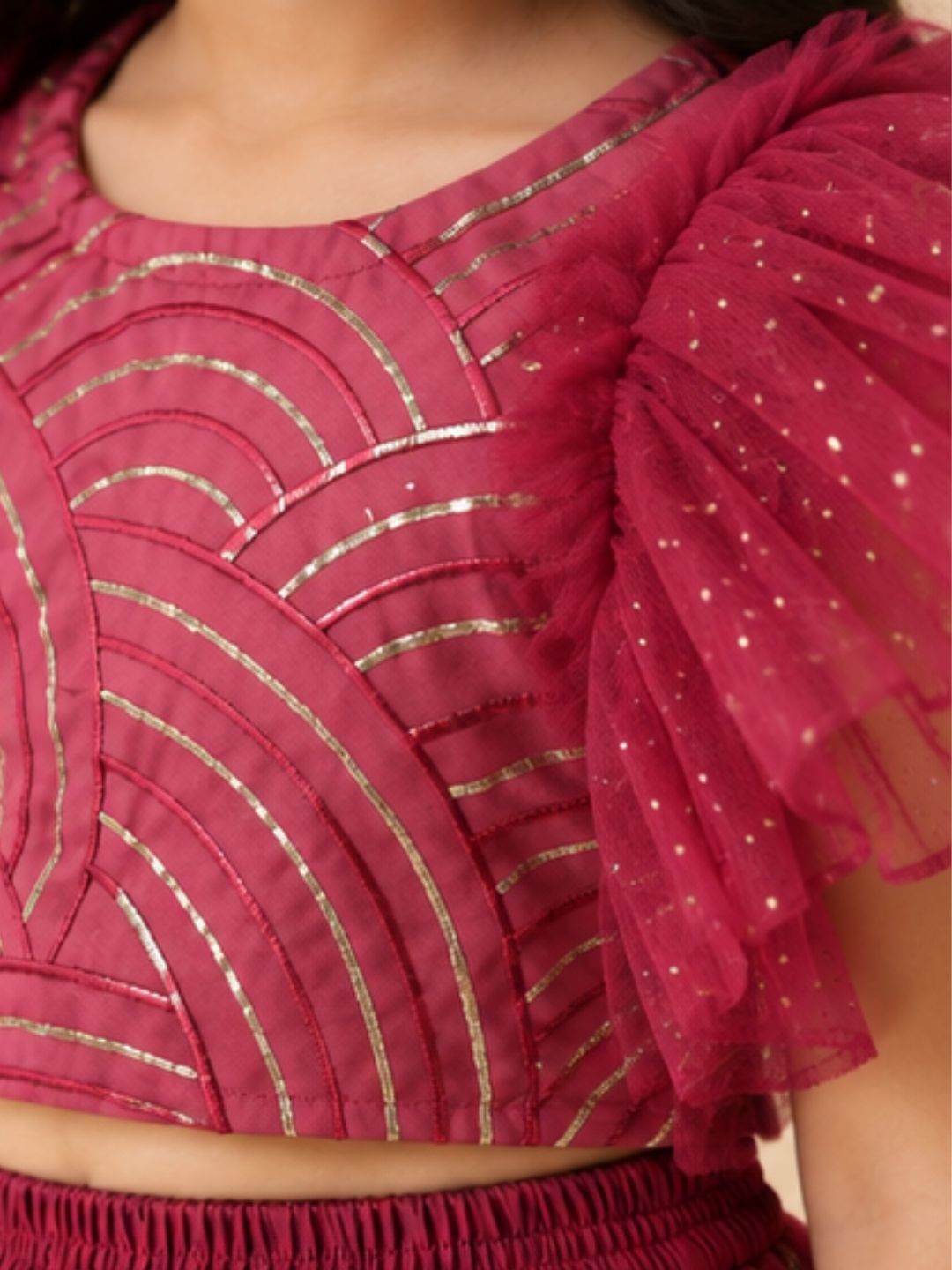 Bollywood Tadka Wine Ghagra Choli Dupatta set for Girls
