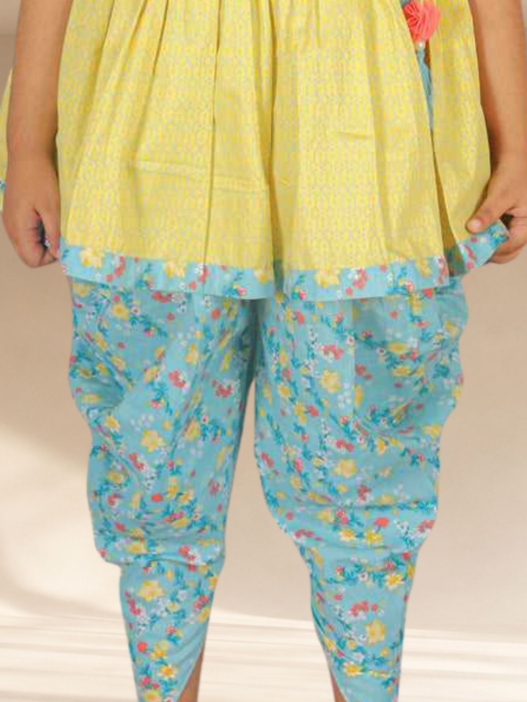 Folklore Girls Yellow Kurta with Dhoti set