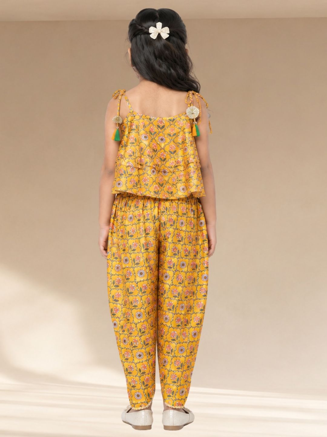 Golden Weaves Yellow Crop Top with Dhoti Co-ordinate set