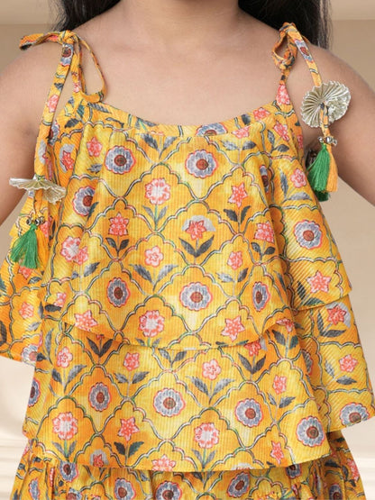Golden Weaves Yellow Crop Top with Dhoti Co-ordinate set