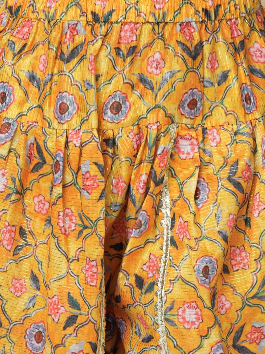 Golden Weaves Yellow Crop Top with Dhoti Co-ordinate set