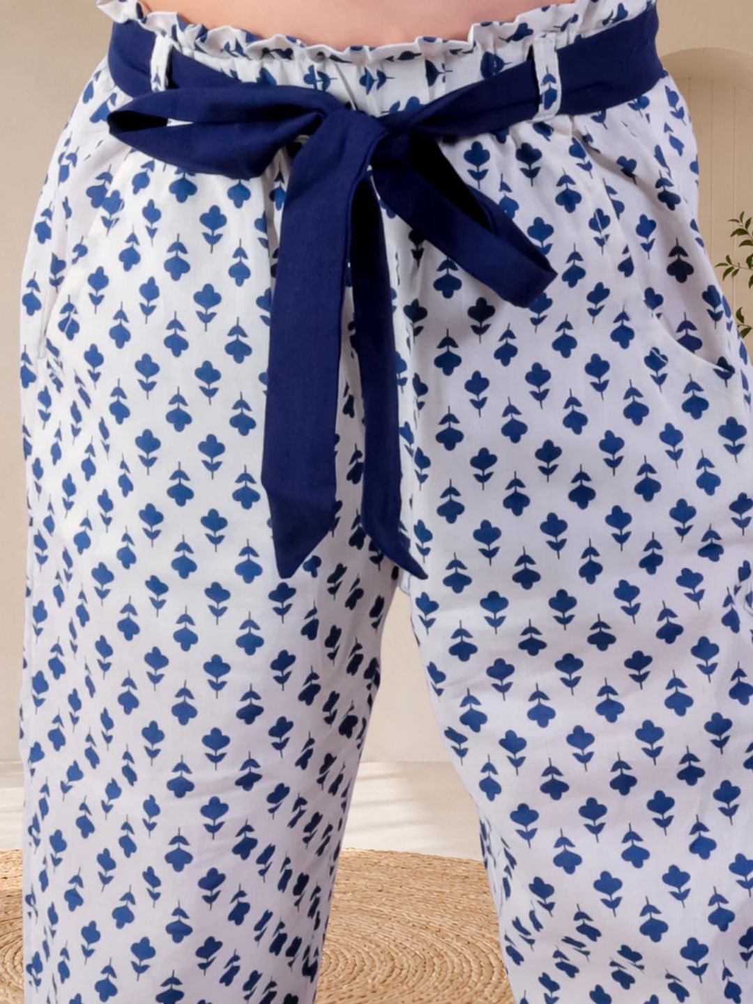 Jaipur Girls White Printed Top with Printed Pant Co-ordinate Set