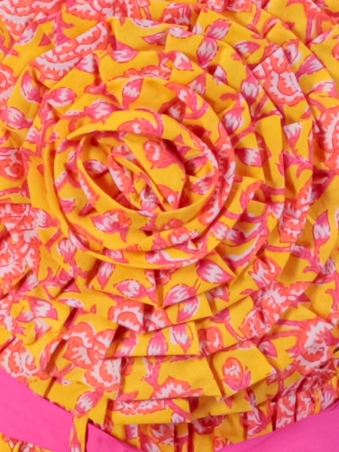 Jaipur Girls Yellow Printed Top with Printed Pant Co-ordinate Set