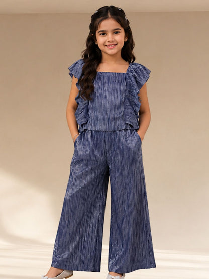Glam Up Girls Blue Party Top and Pant Set