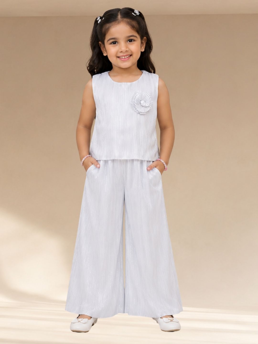 Glam Up Girls White Party Top and Pant Set