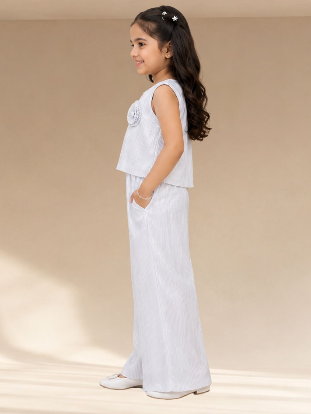 Glam Up Girls White Party Top and Pant Set