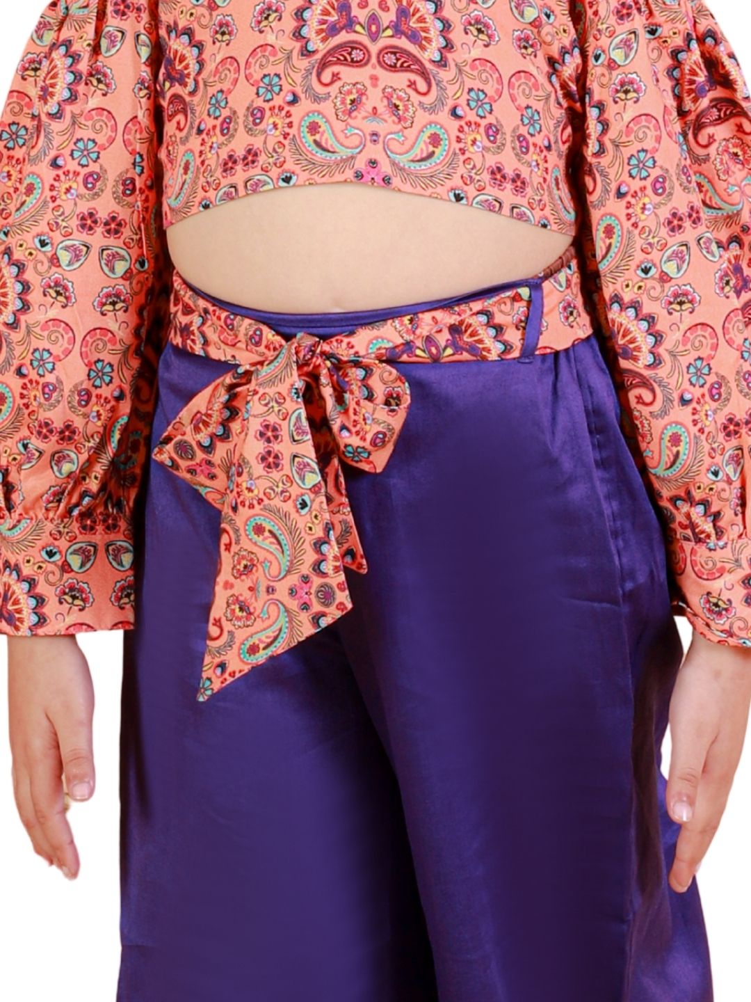Petal Play Girls Orange Top and Blue Pant Set