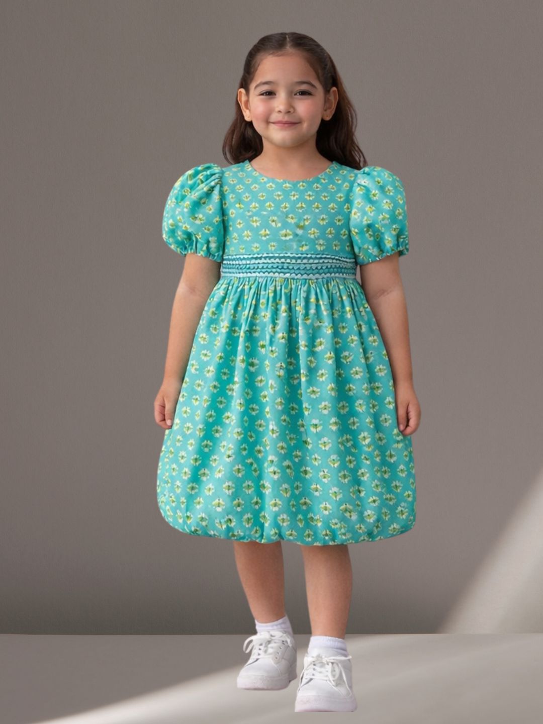 Citrus Crush Girls Blue Cotton Dress
