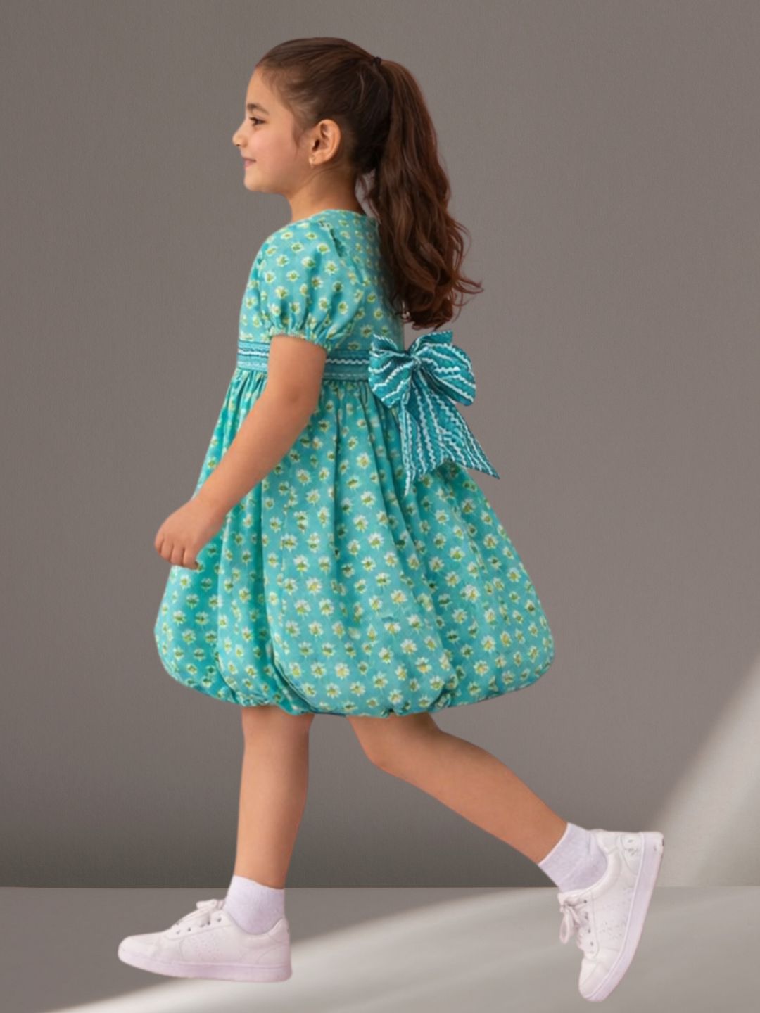 Citrus Crush Girls Blue Cotton Dress