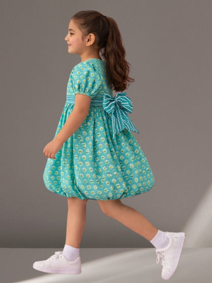 Citrus Crush Girls Blue Cotton Dress