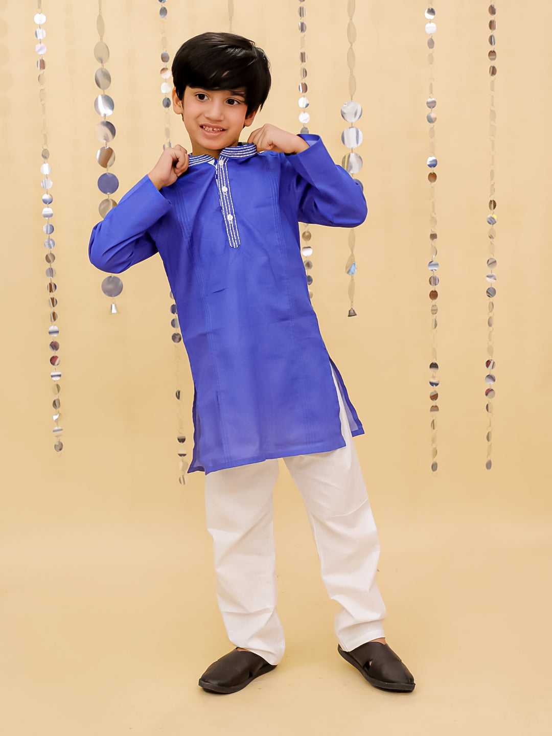 Shor-Gul Blue Kurta Pyjama Set For Boys