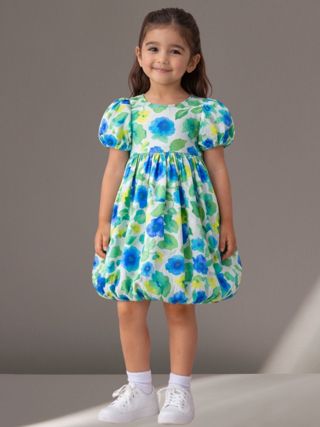 Citrus Crush Girls Blue Cotton Dress