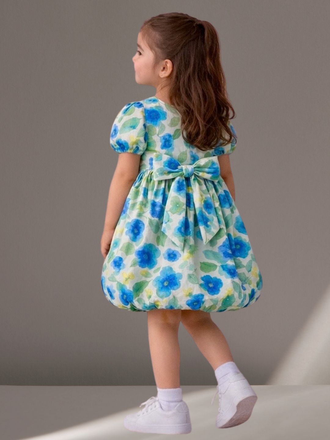 Citrus Crush Girls Blue Cotton Dress