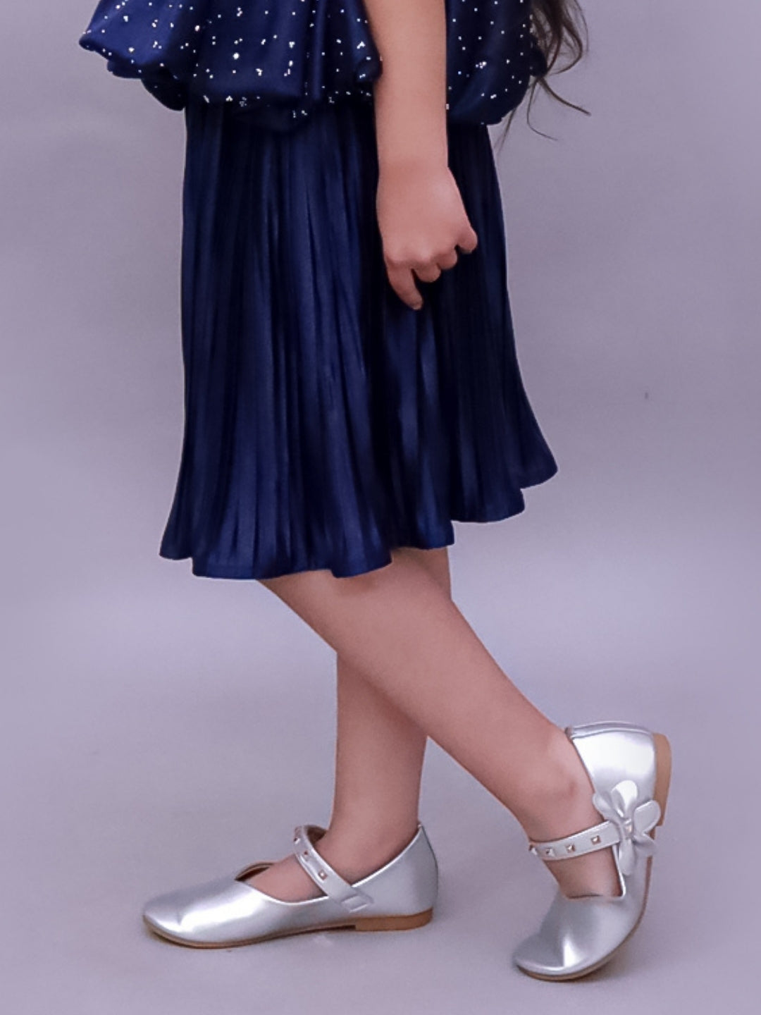 Glam Up Girls Party Pleated Navy Blue Skirt