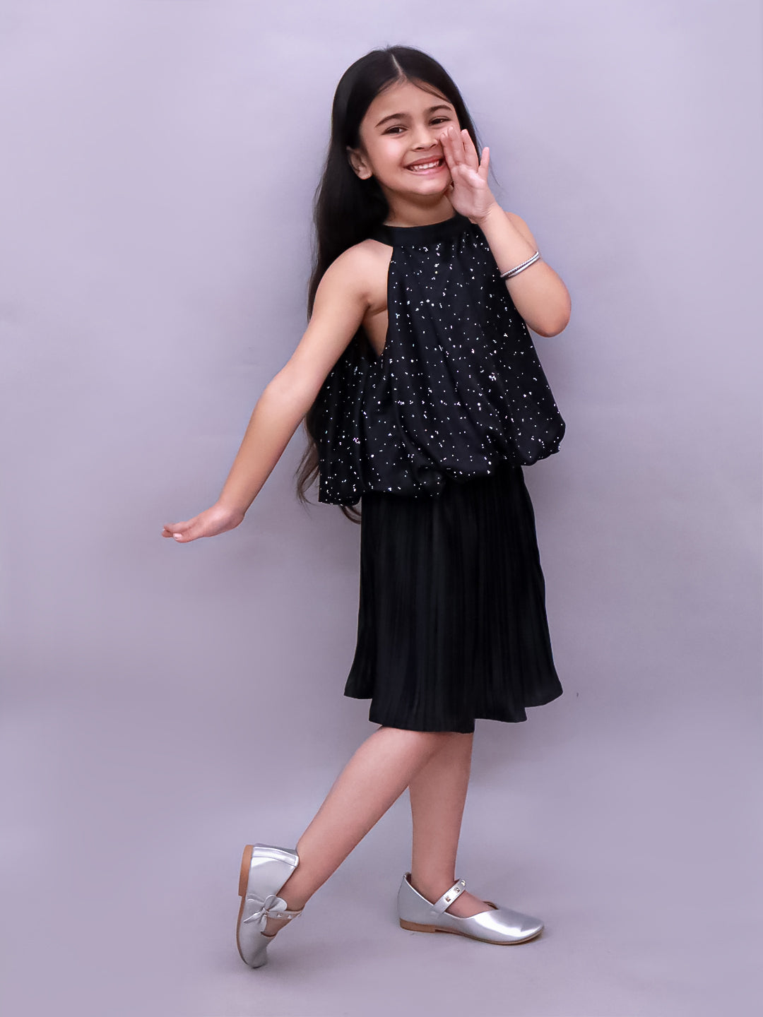 Glam Up Girls Party Black Top And Skirt