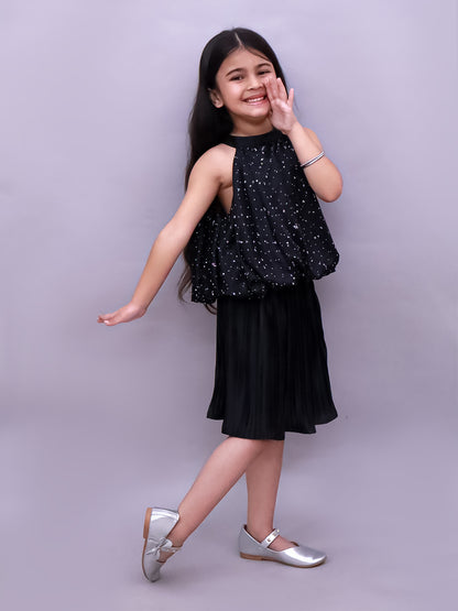 Glam Up Girls Party Black Top And Skirt