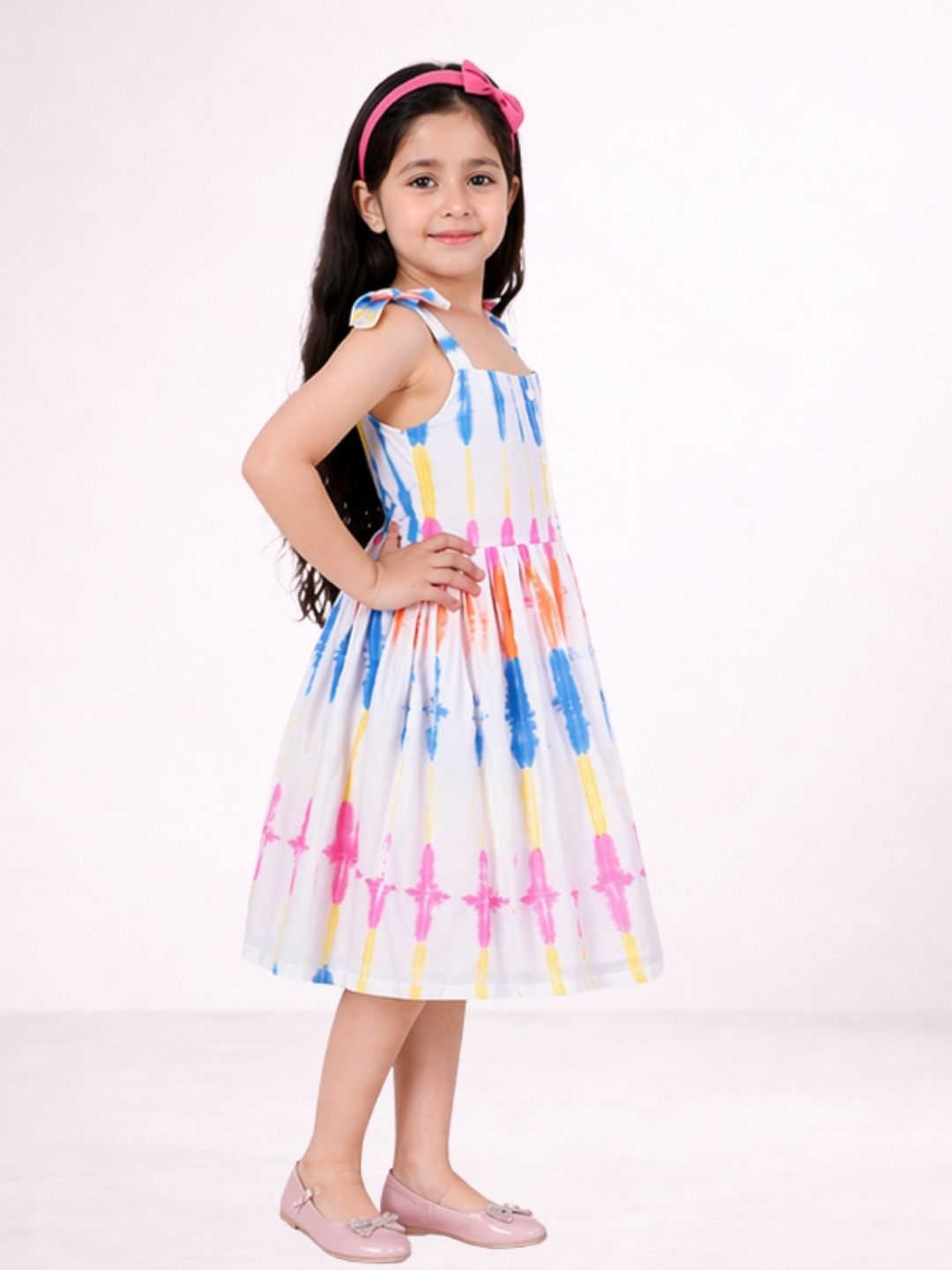 Petal Play Girls Mutlicolor Cotton Dress