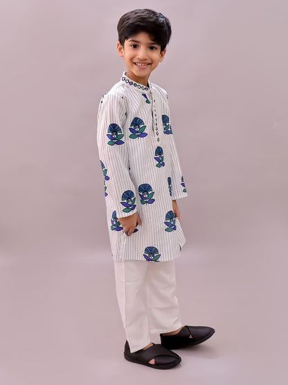 Shor-Gul White Kurta Pyjama Set For Boys