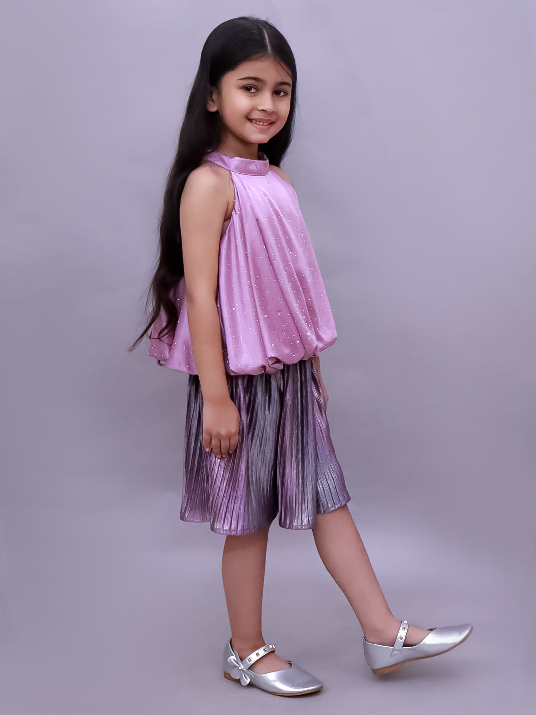 Glam Up Girls Party Purple Top And Skirt