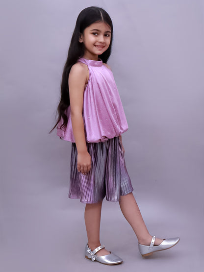 Glam Up Girls Party Purple Top And Skirt