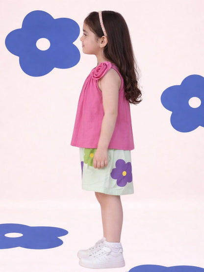 Petal Play Girls Floral Pink Co-Ordinate Set